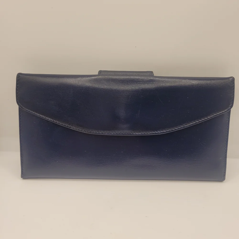 Gucci Blue Leather Wallet with Gold Logo